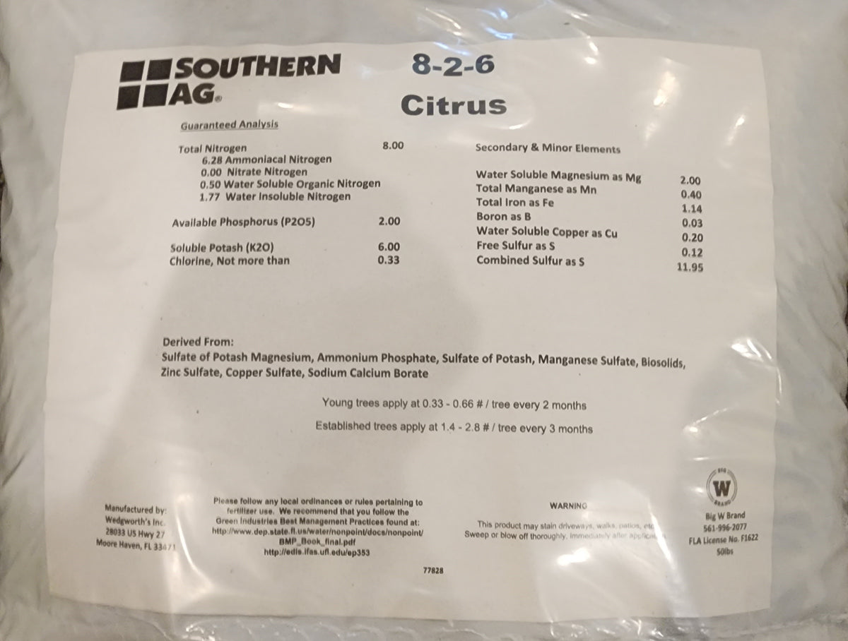 Southern Ag Citrus Fertilizer 8-2-6 - 50 Lbs.