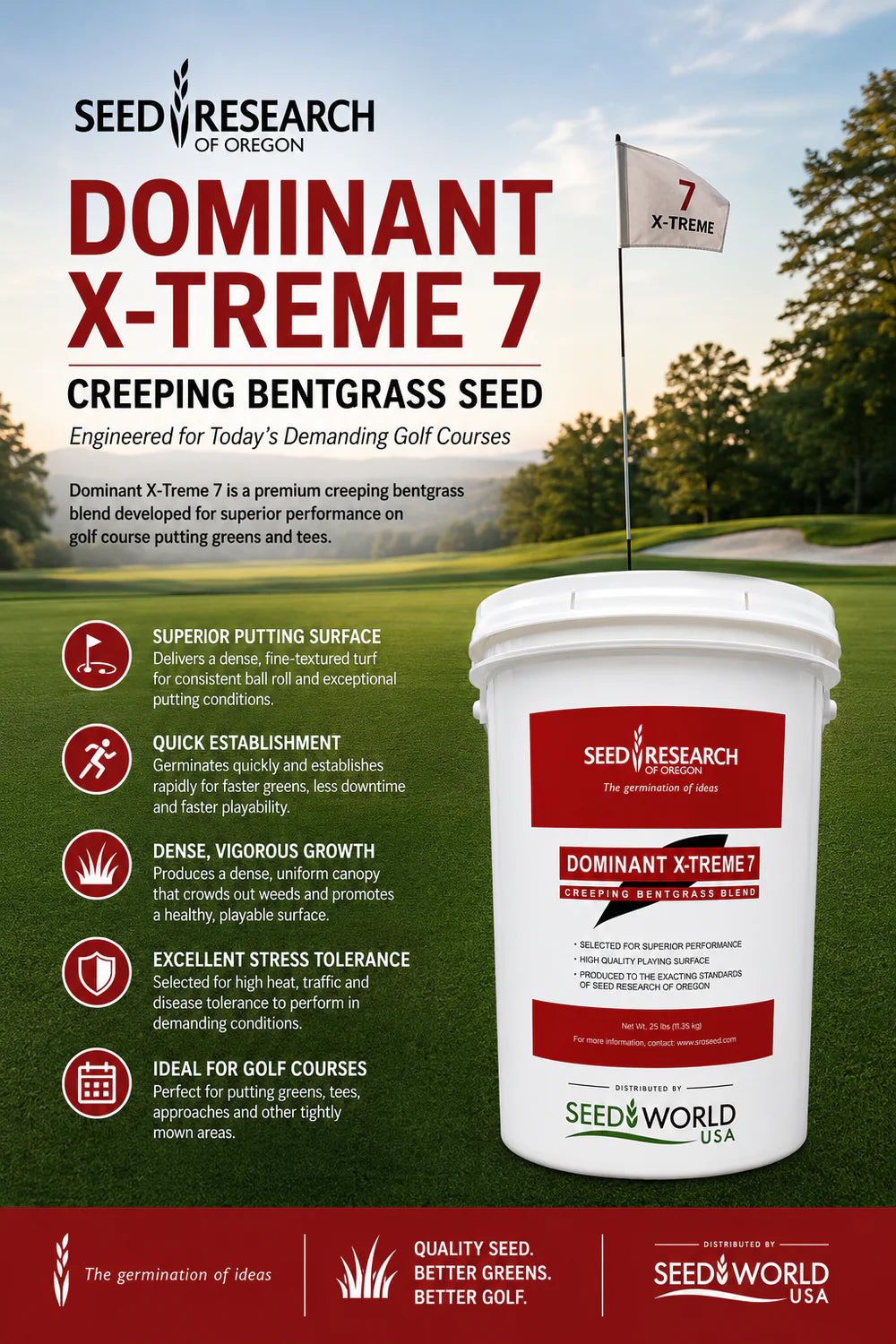 Dominant X-Treme 7 Creeping Bentgrass Seed