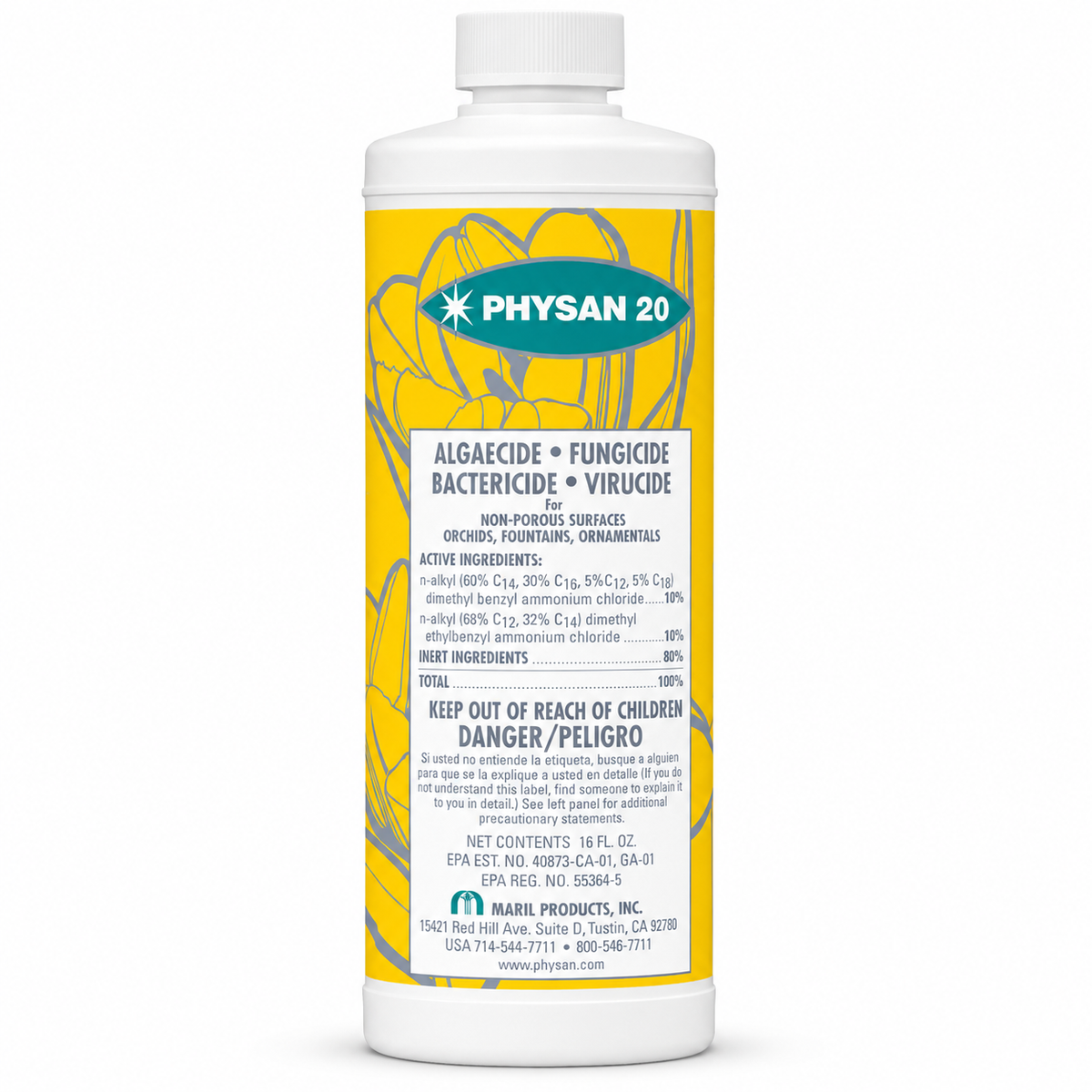 Physan 20 Orchid & Ornament Disinfectant Fungicide Sanitizer Deodorizer Algaecide Virucide  - 1 Pint