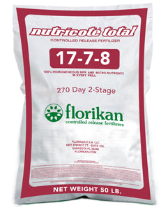Florikan with Nutricote Total 17-7-8 270 Day 2 Stage Fertilizer - 50 lb