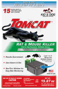 Tomcat Rat & Mouse Killer Child & Dog Resistant, Refillable Station - 15 x 30 g