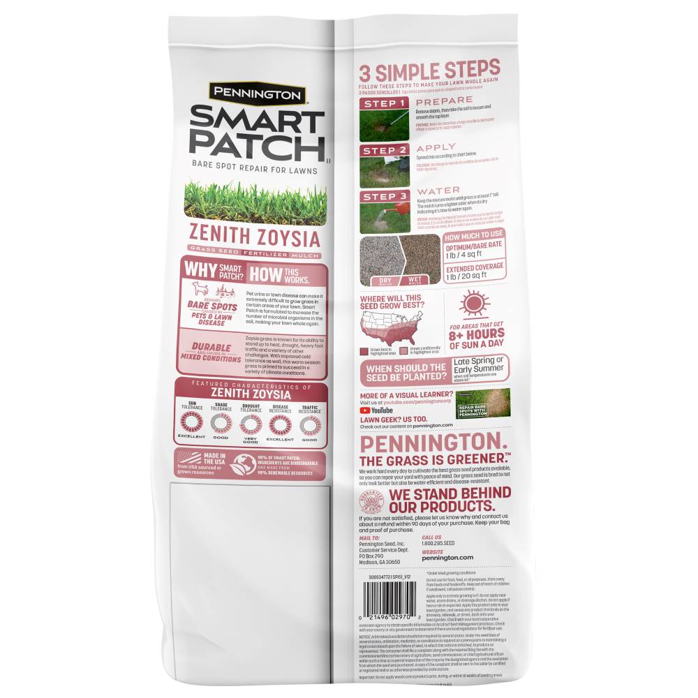 Pennington Smart Patch Zenith Zoysia Grass Seeds - 5 Lbs.
