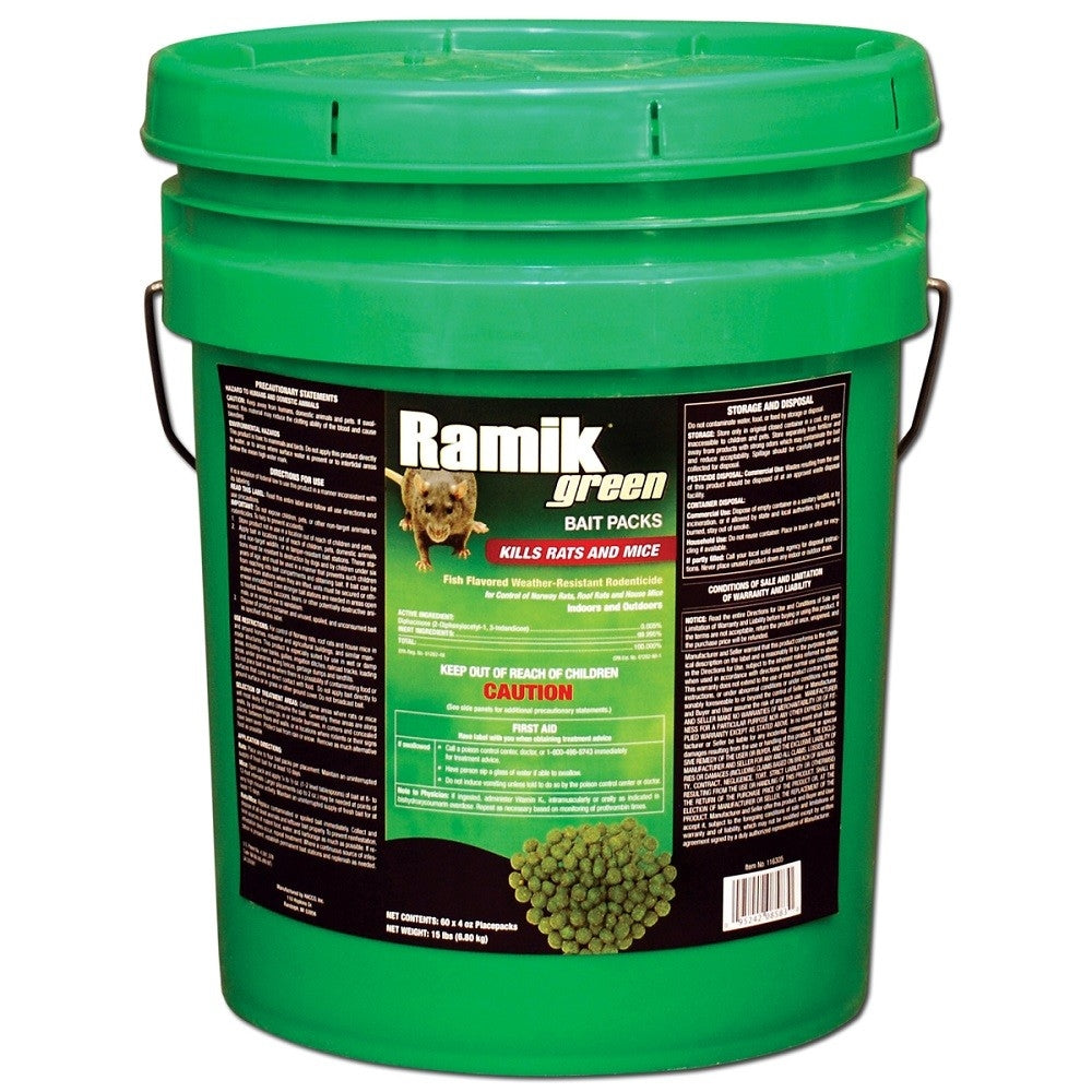 Ramik Green Rodenticide Bait Packs - 60 x 4 oz. - 15 Lbs. - Seed Barn