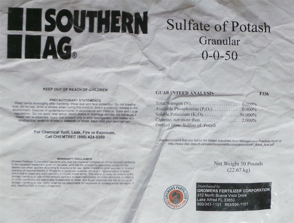 Sulfate of Potash 0-0-50 Fertilizer - 50 Lbs. - Seed Barn