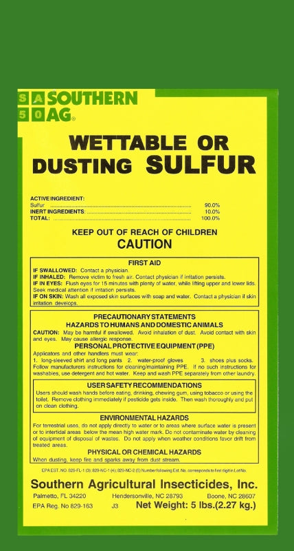 Wettable or Dusting Sulfur Powder - 5 Lbs.