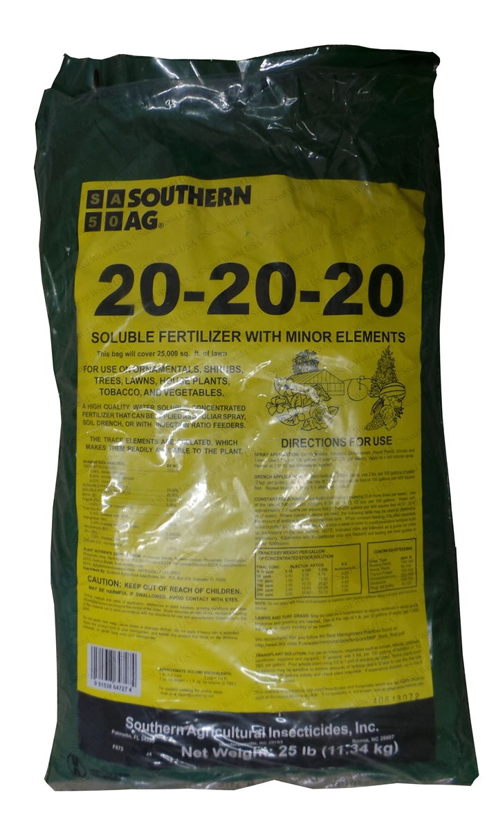 Southern Ag 20-20-20 Soluble Fertilizer - 25 Lbs.