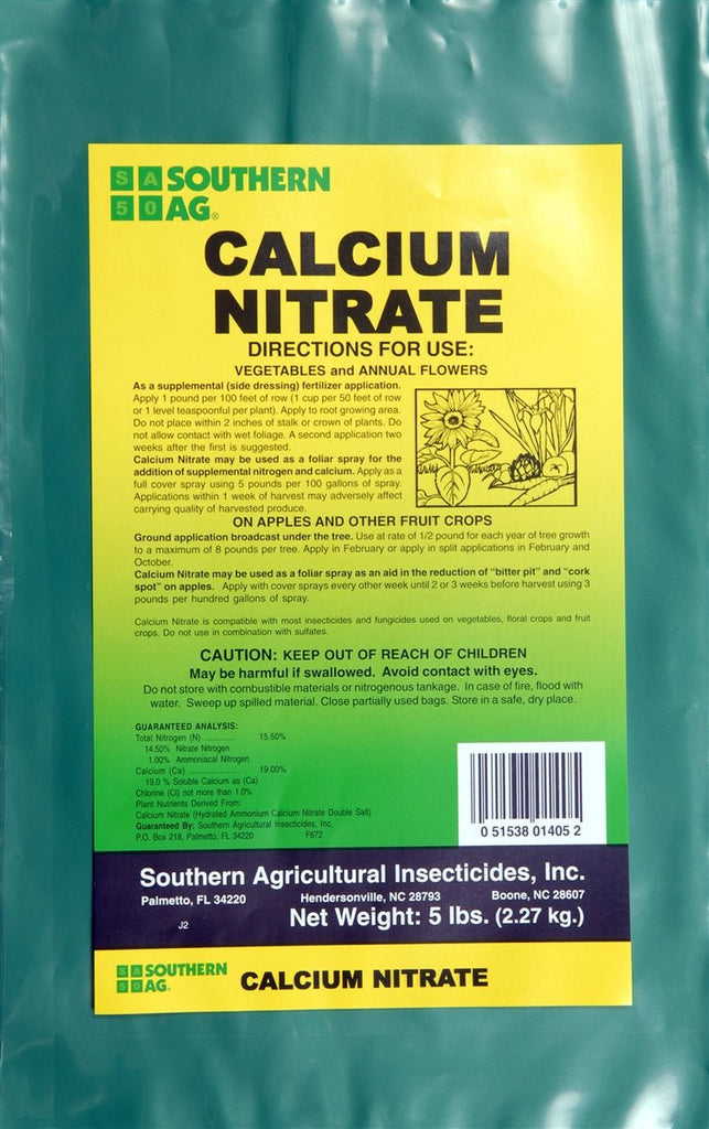 calcium plant fertilizer Calcium Nitrate 15% Nitrogen, 19% Calcium - 5 Lbs