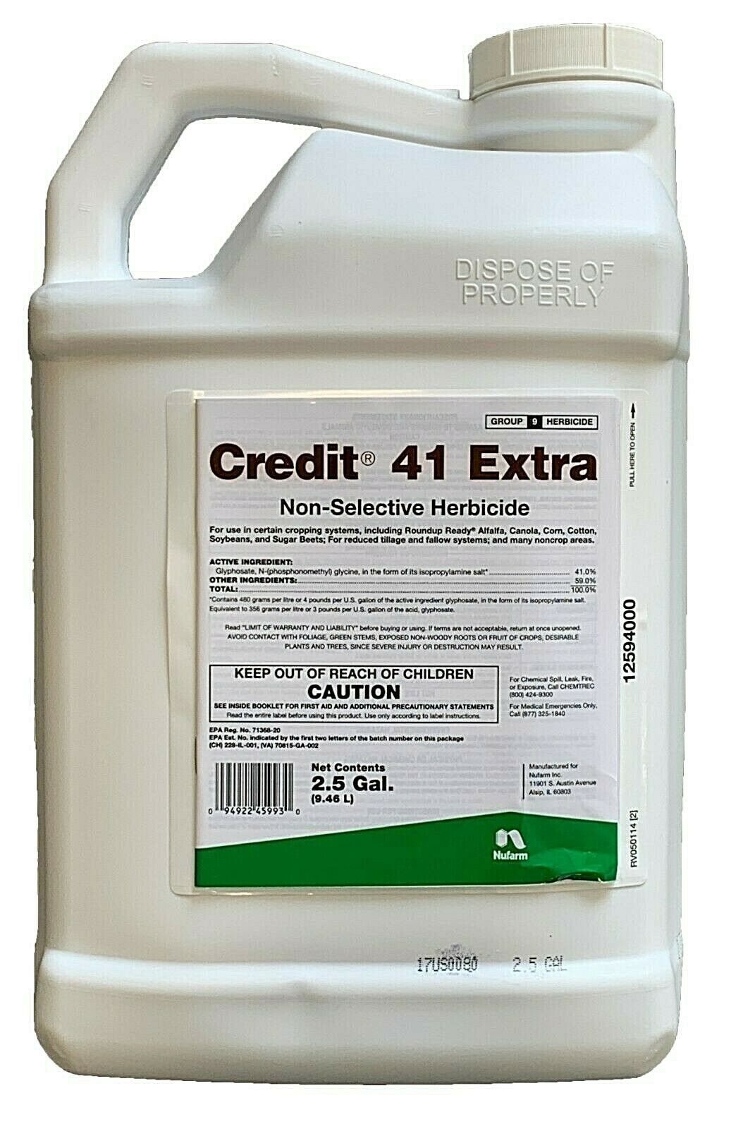 Credit 41 Extra 41% Glyphosate Herbicide - 2.5 Gallon - Seed Barn