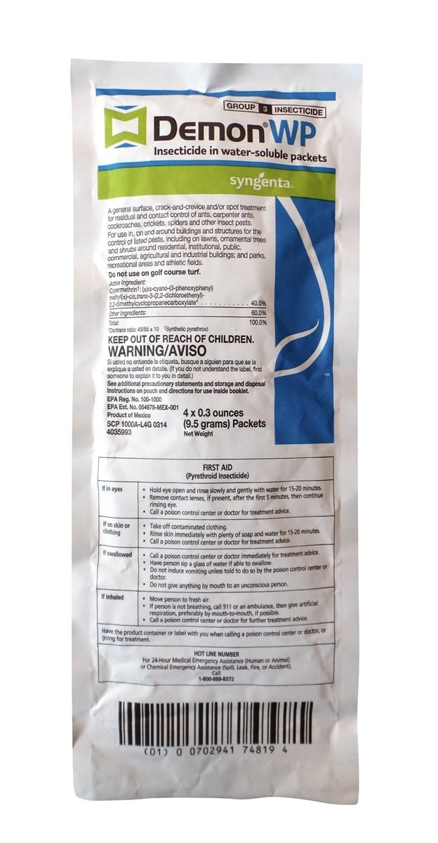 Demon WP Insecticide Cypermethrin - 4 x 9.5 gram packets - Seed Barn