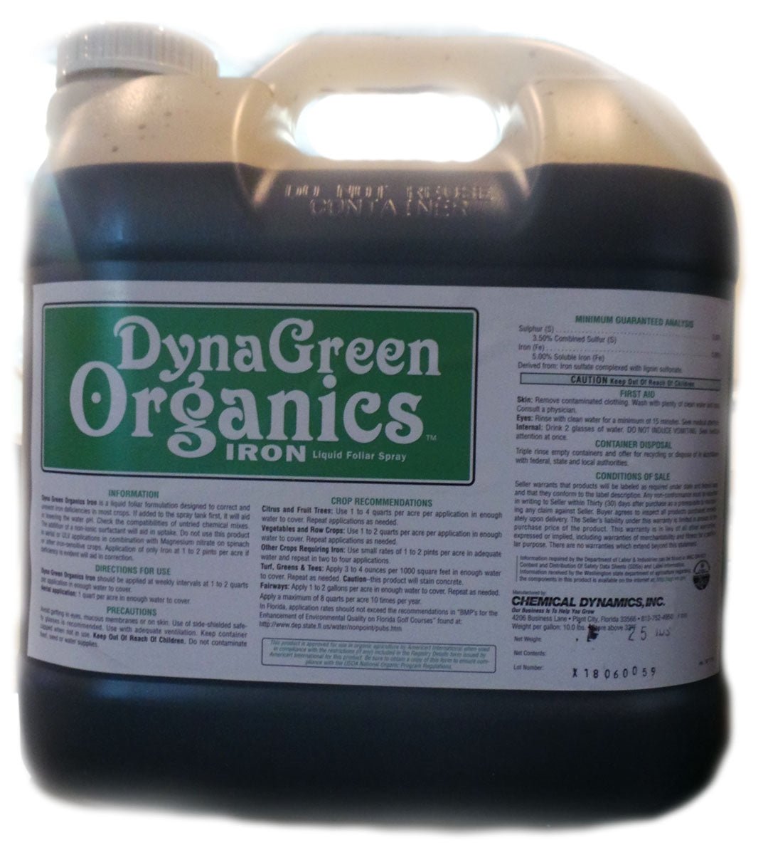 DynaGreen Organics Iron Liquid Foliar Spray - 2.5 Gal - Seed Barn