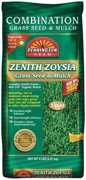 Pennington Zenith Zoysia Grass Seed &amp; Mulch - 5 Lbs. (BRAND NEW 2021) - Seed Barn