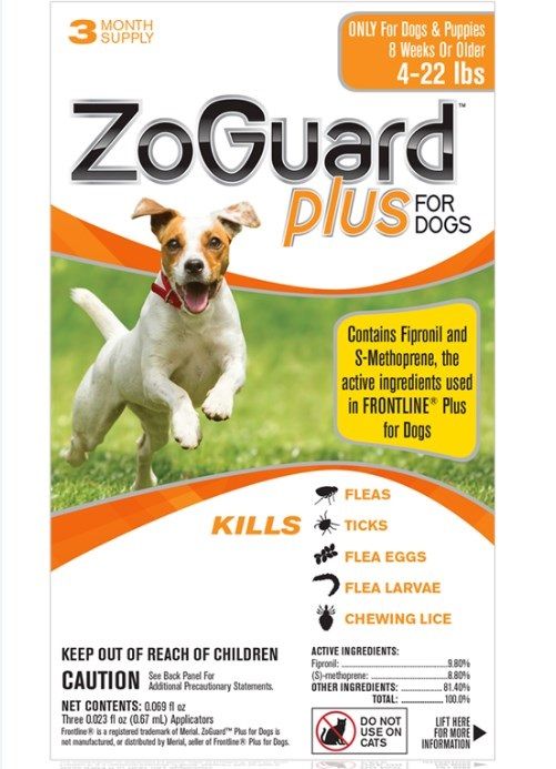 ZoGuard Plus For Dogs - 3 month supply (4-22 lbs)